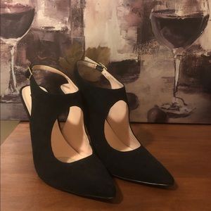 Faux Suede Black Heels - Worn Once